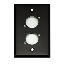 Whirlwind Wall Plate - 1 Gang Black Punched for 2 Whirlwind/Switchcraft D3F